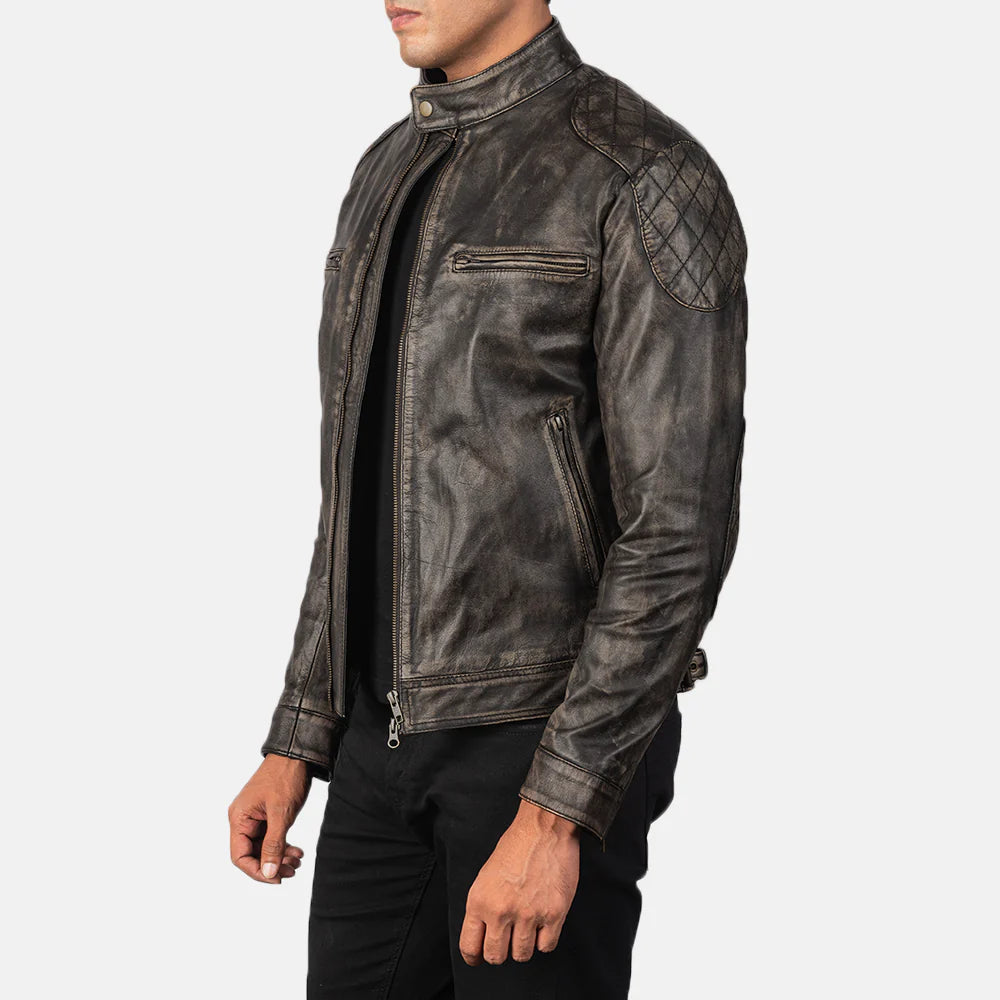 Gatsby Cinnamon Leather Biker Jacket – Men’s Classic Sheepskin Edition