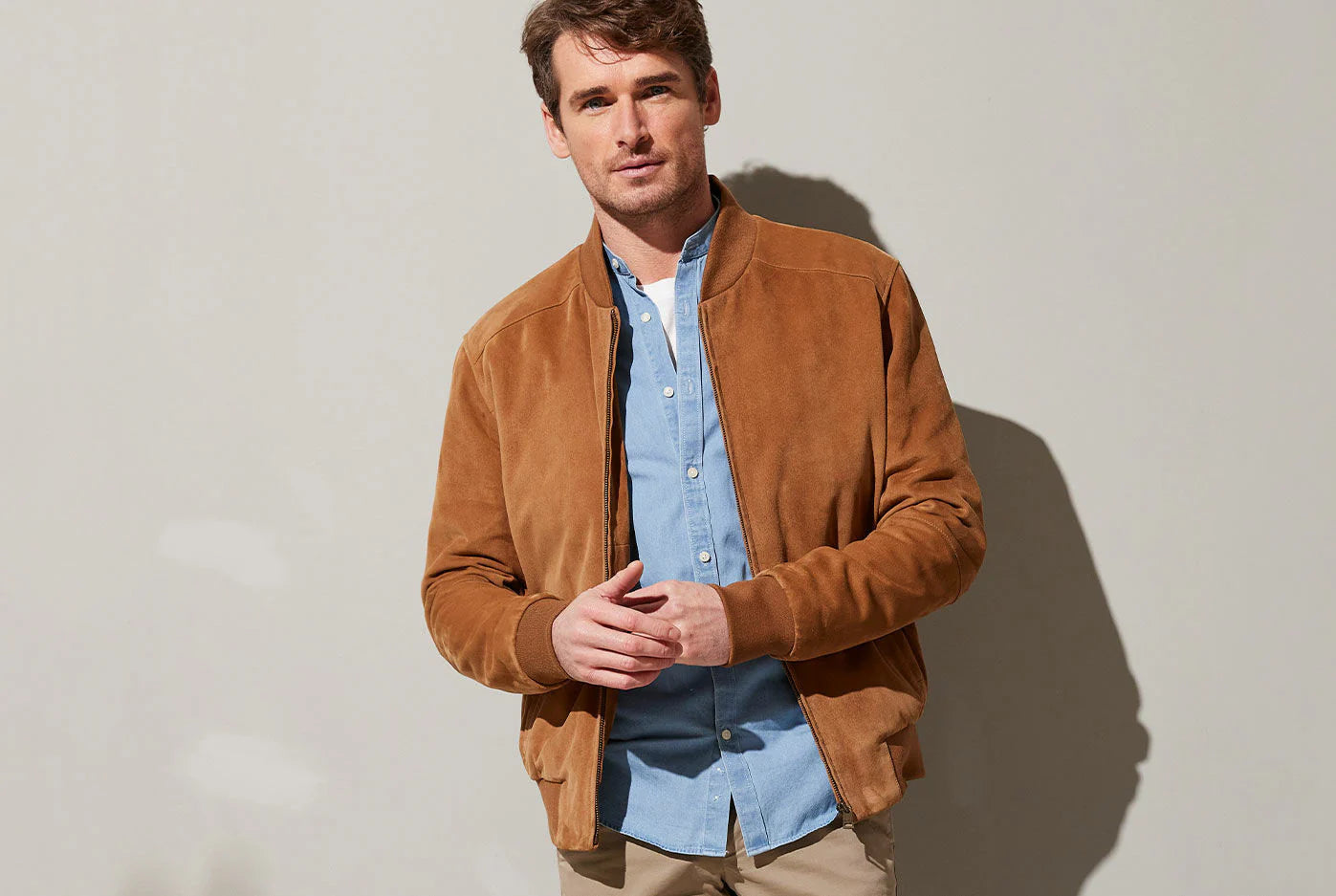 CRW  Luxe Suede Bomber Jacket