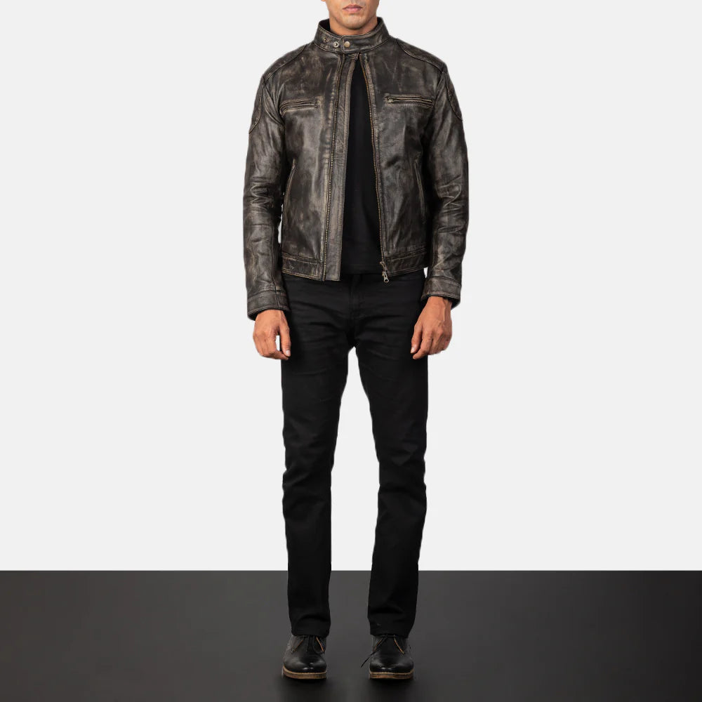 Gatsby Cinnamon Leather Biker Jacket – Men’s Classic Sheepskin Edition