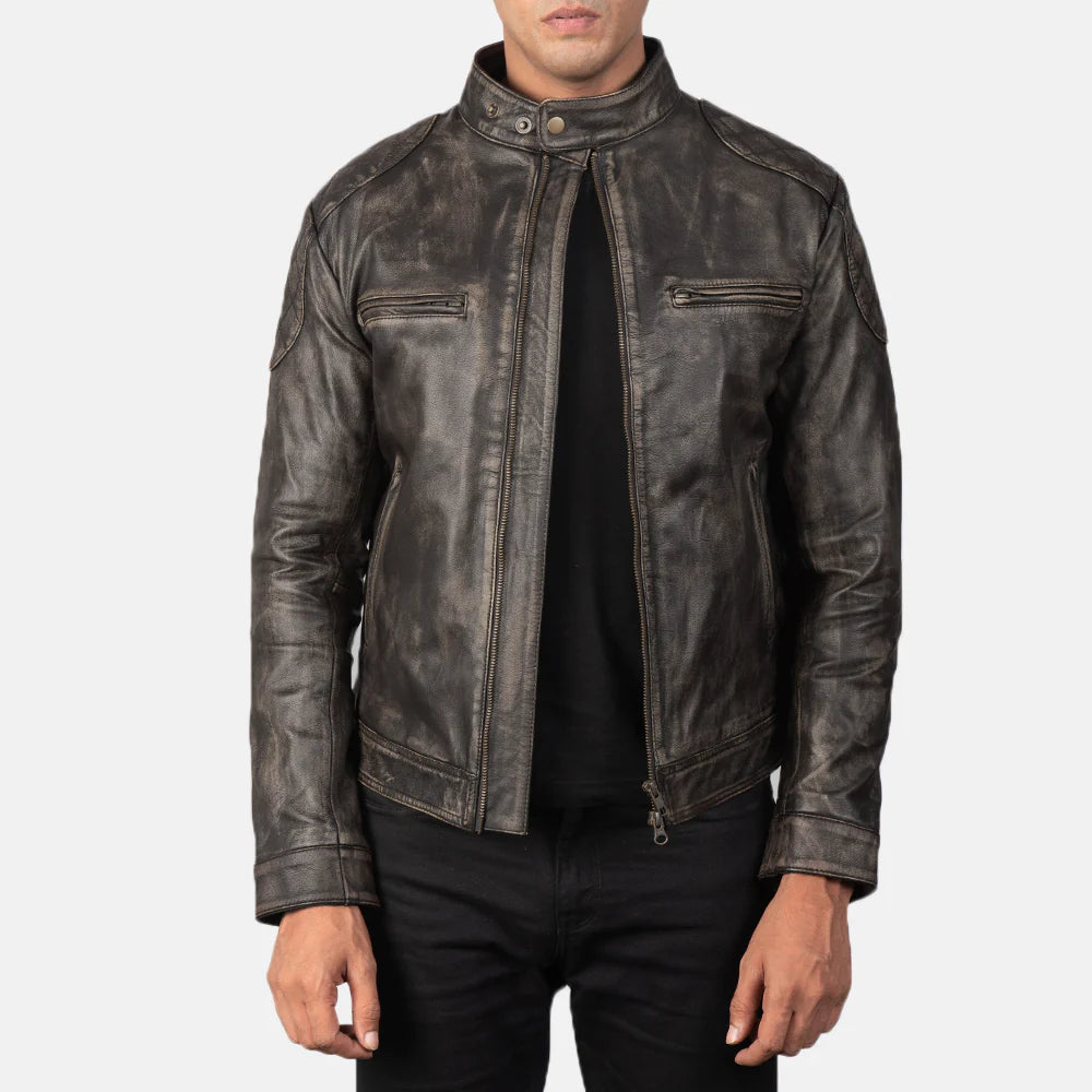 Gatsby Cinnamon Leather Biker Jacket – Men’s Classic Sheepskin Edition