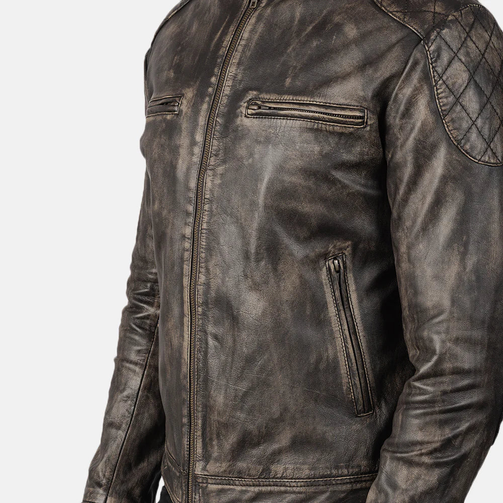 Gatsby Cinnamon Leather Biker Jacket – Men’s Classic Sheepskin Edition