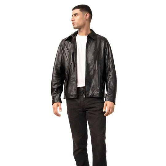 Hunter Shirt Collar Leather Biker Jacket – Men’s Urban Classic