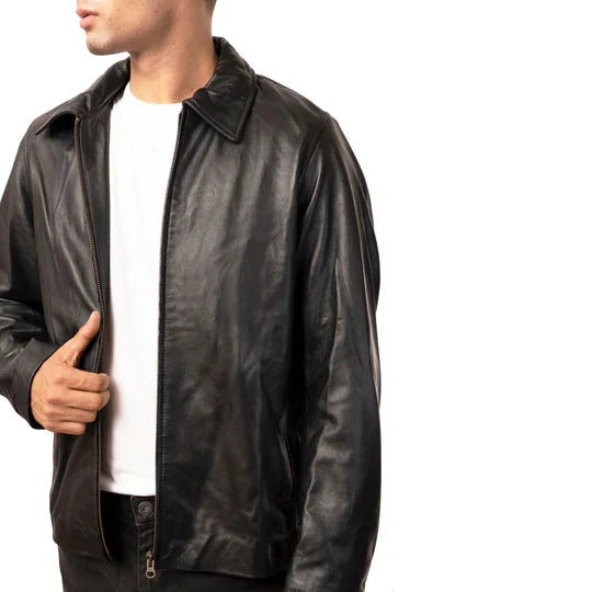 Hunter Shirt Collar Leather Biker Jacket – Men’s Urban Classic