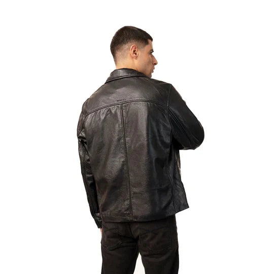Hunter Shirt Collar Leather Biker Jacket – Men’s Urban Classic