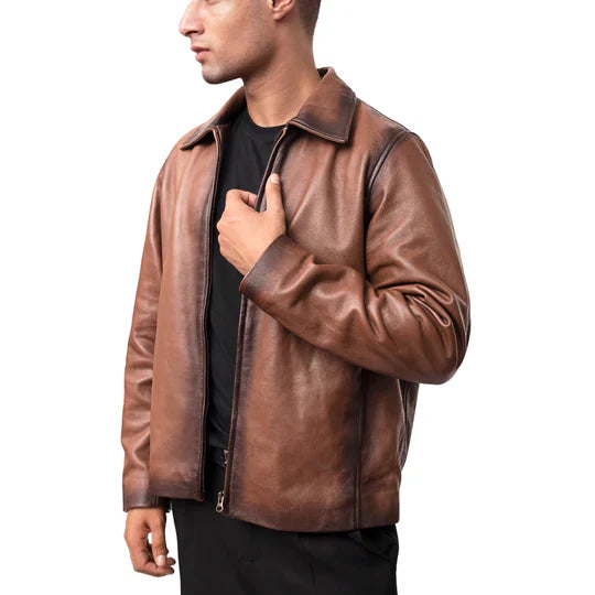 Hunter Shirt Collar Leather Biker Jacket – Men’s Urban Classic