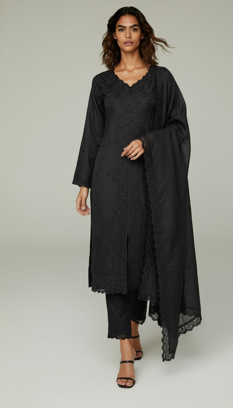 Velvet Grace Embroidered Suit Set