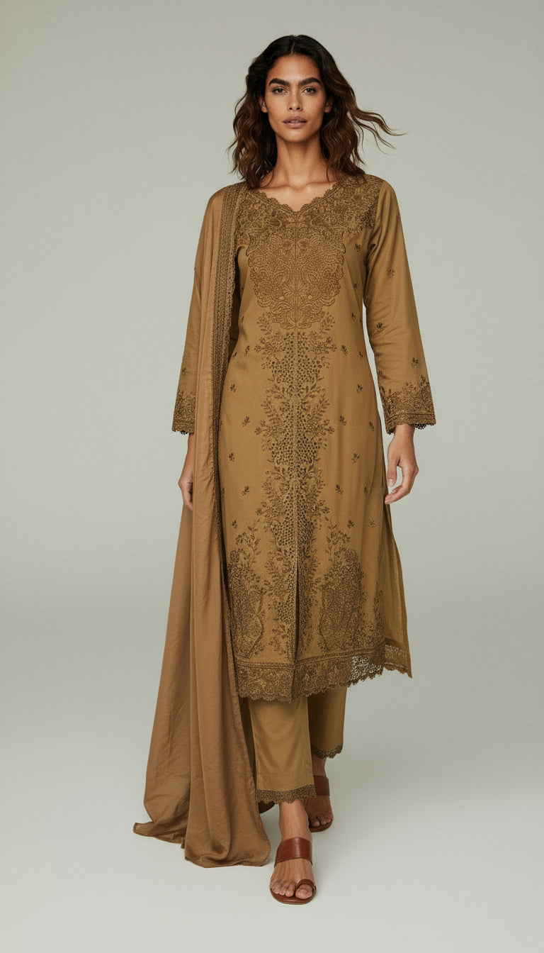 Velvet Grace Embroidered Suit Set